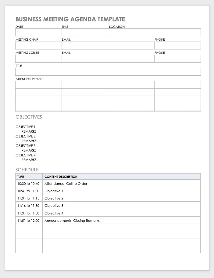 Conference Agenda Template Example