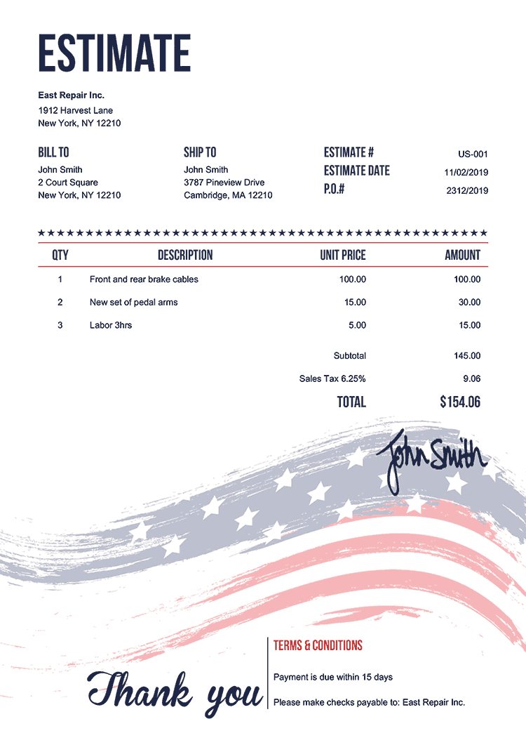 Construction Estimate Template