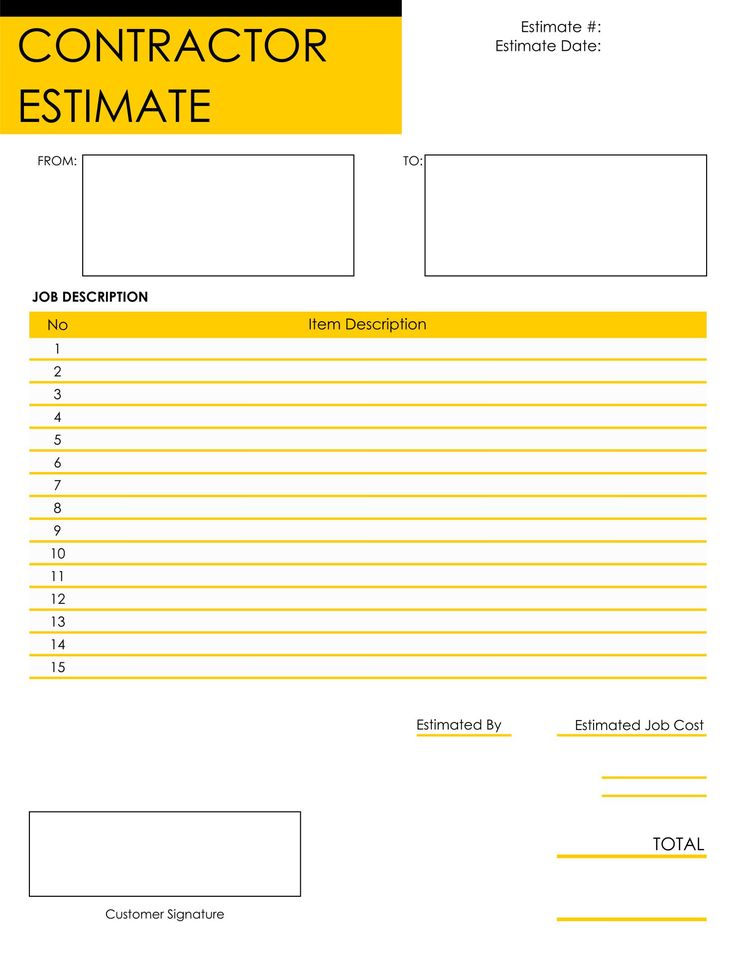 Construction Estimate Template