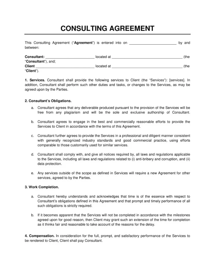 Consulting Agreement Template Example