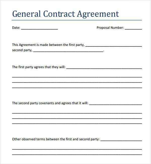 Contract Agreement Template Between Two Parties Sample
