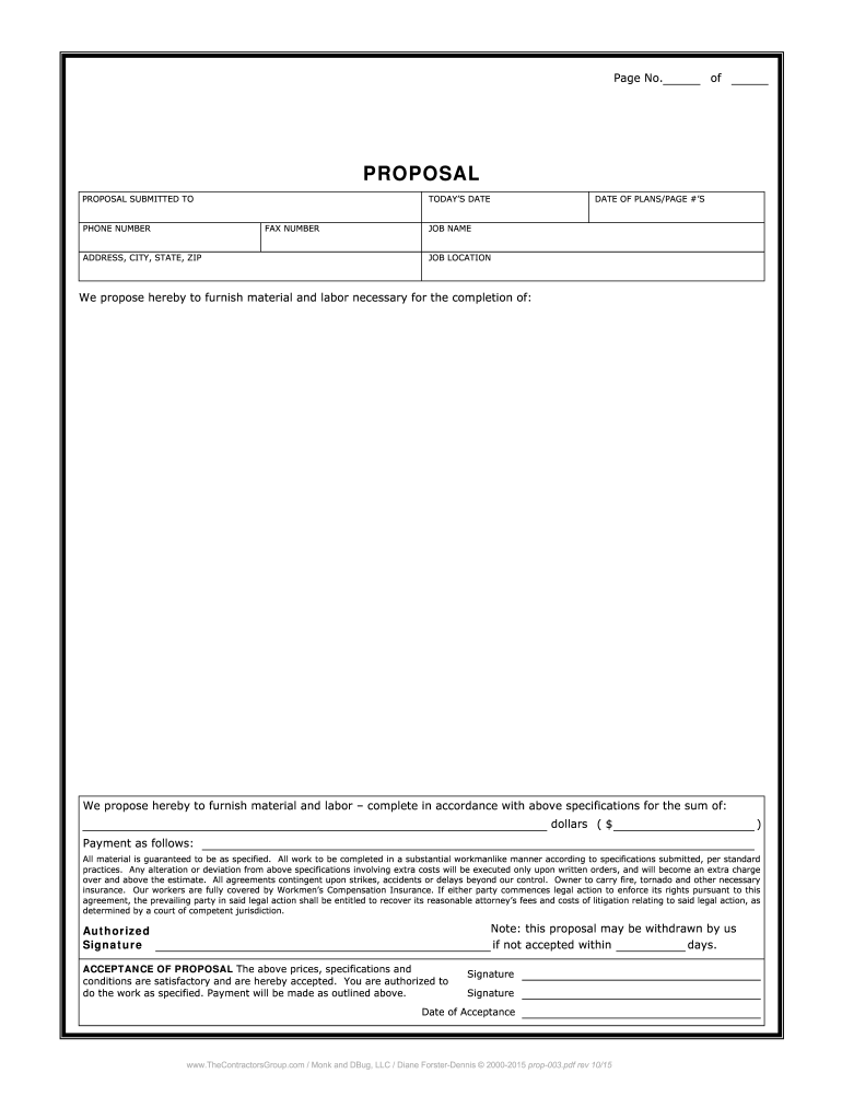 Contract Proposal Template Example Contract Proposal Template Example