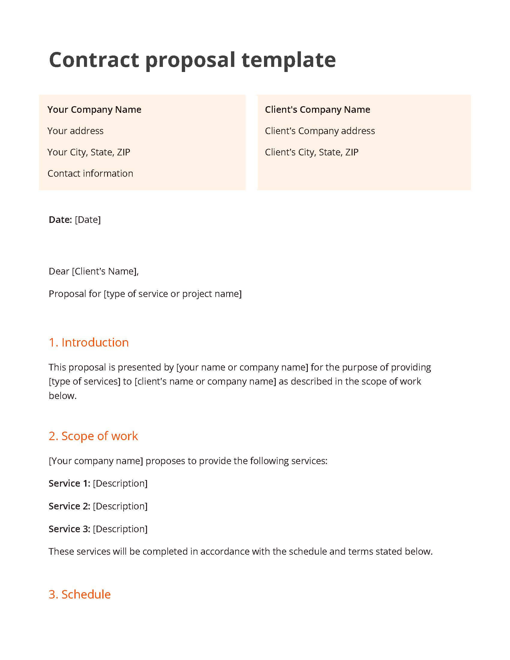 Contract Proposal Template Sample Contract Proposal Template Sample