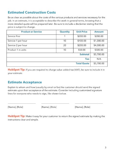 Contractor Estimate Form