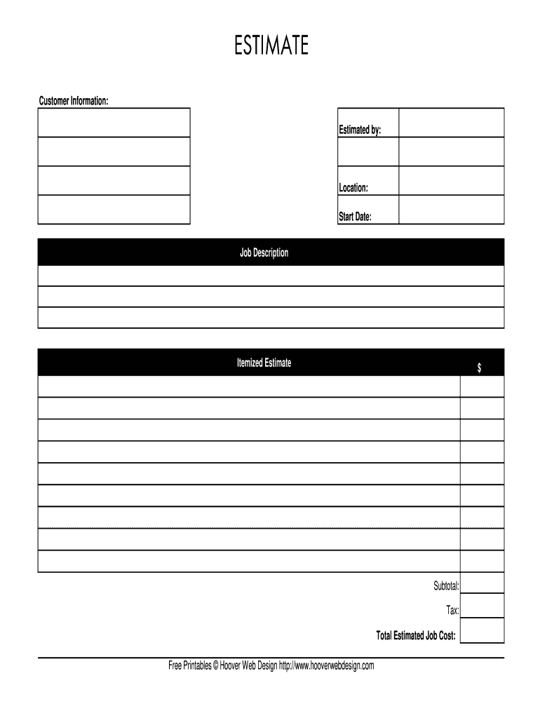 Contractor Estimate Form