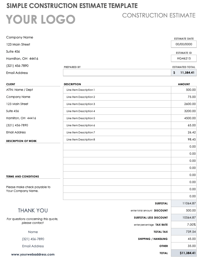 Contractor Estimate Form