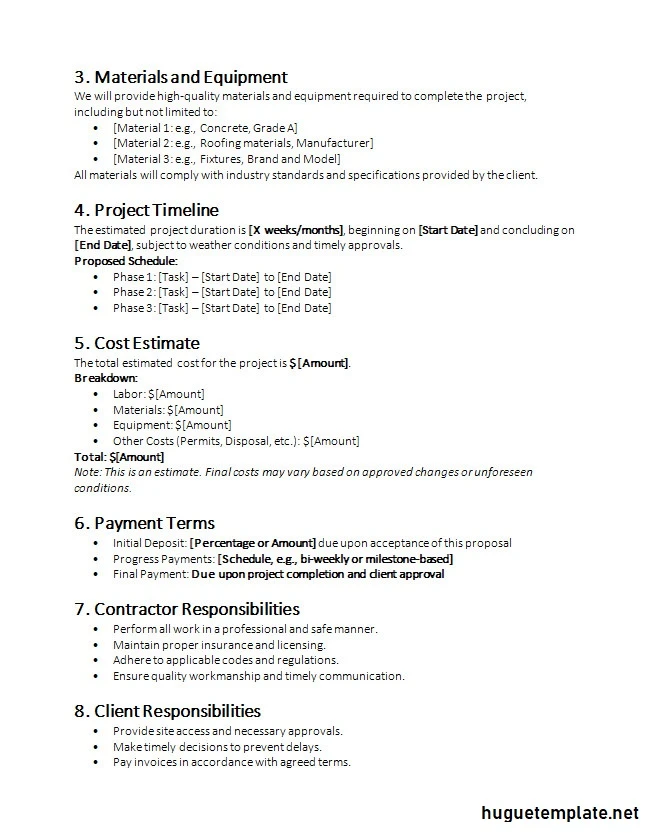 Contractor Proposal Template Word