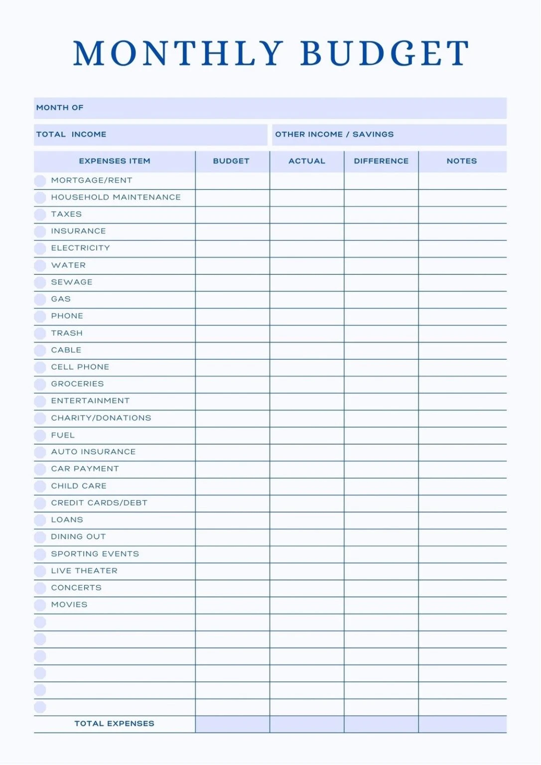 Simple Couple Budget Template Excel PDF