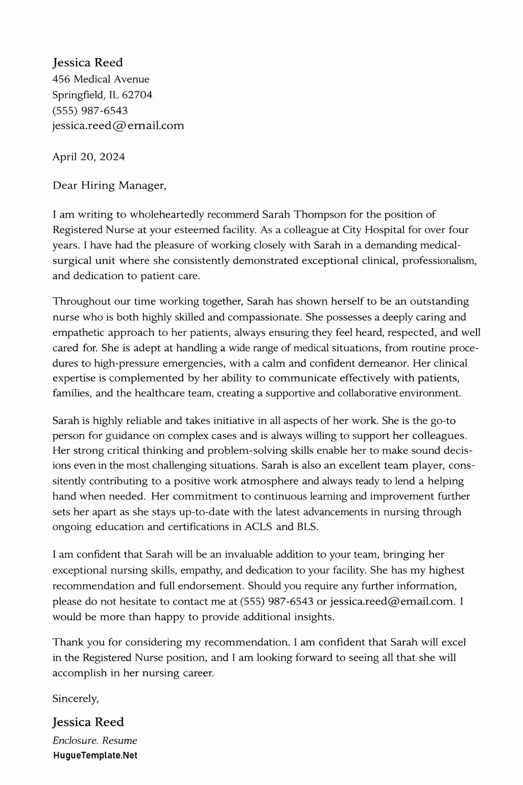Coworker Letter of Recommendation Template Word