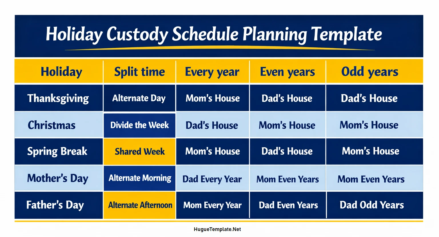 Custody Schedule Template
