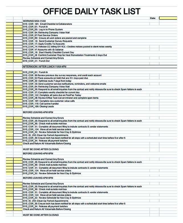 Daily Task List Template