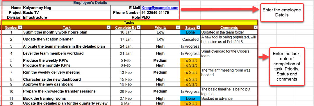 Daily Task List Template