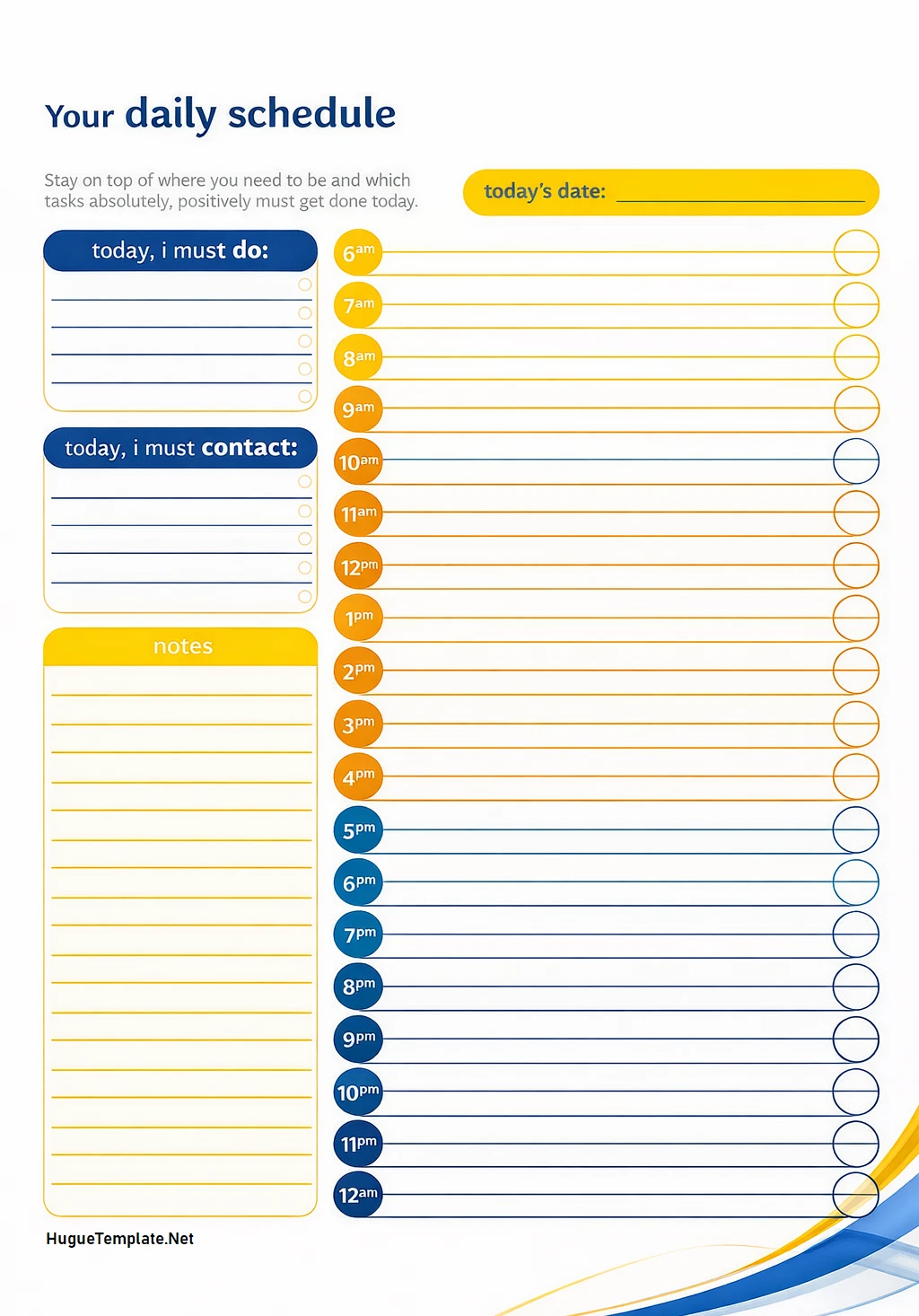 Simple Blank Daily Timetable Template