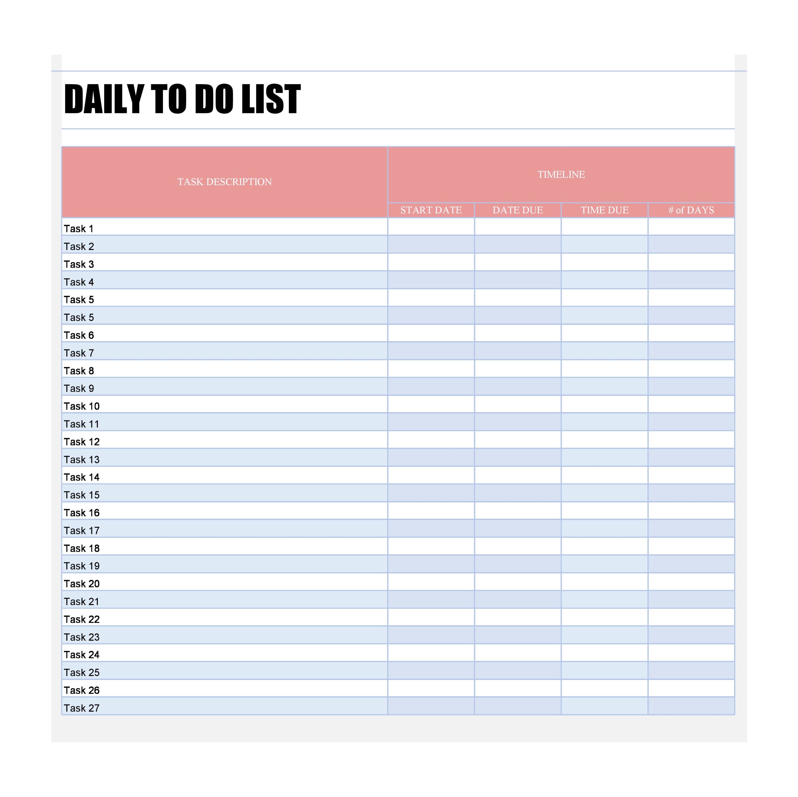 Daily To do List Template