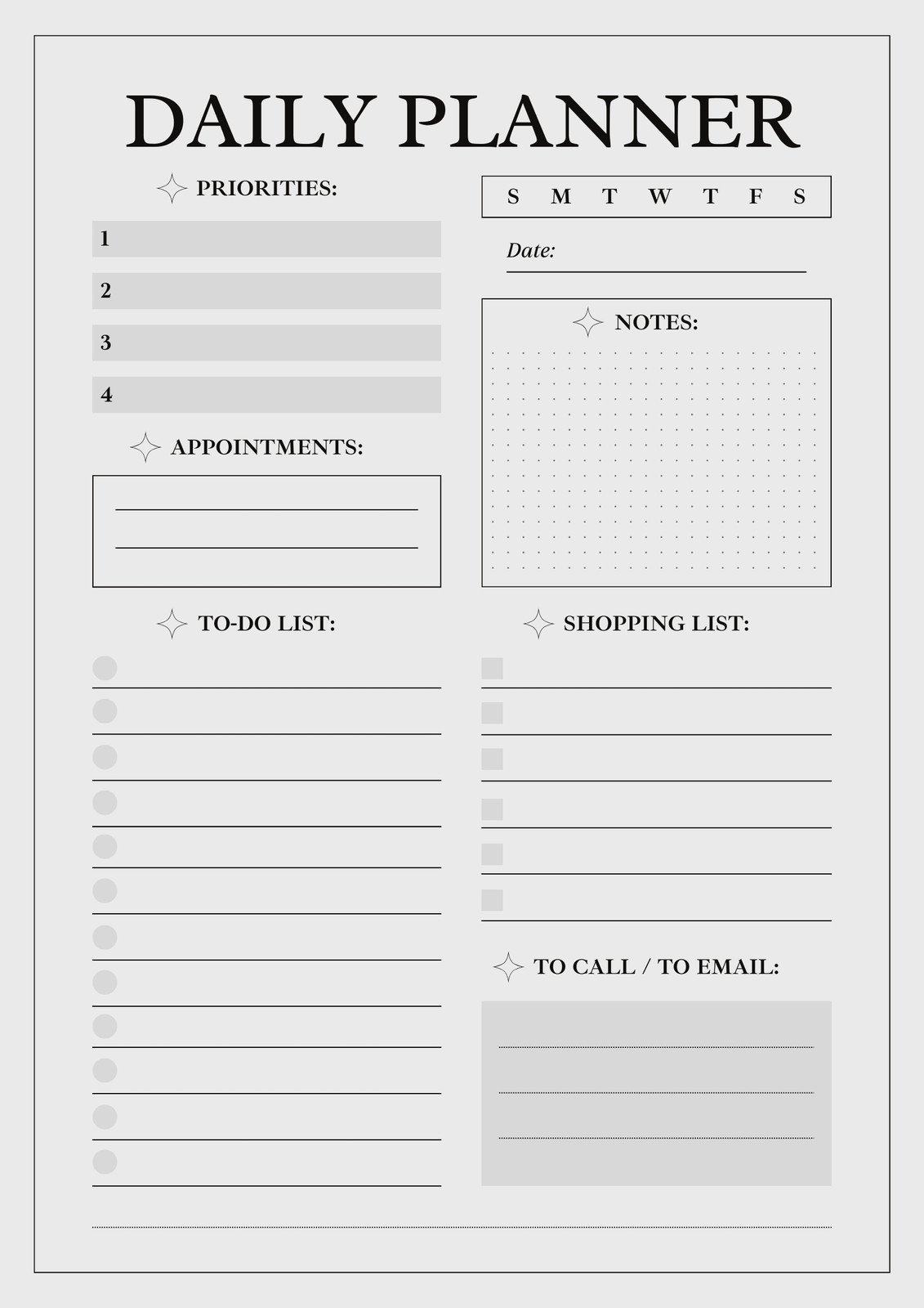 Daily To do List Template