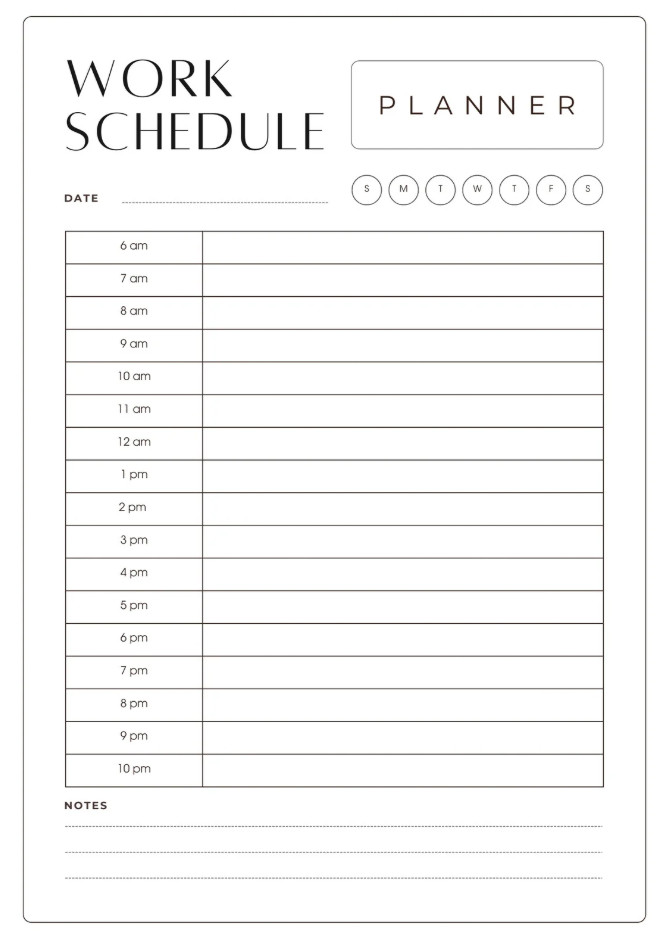 Daily Work Schedule Template Sample