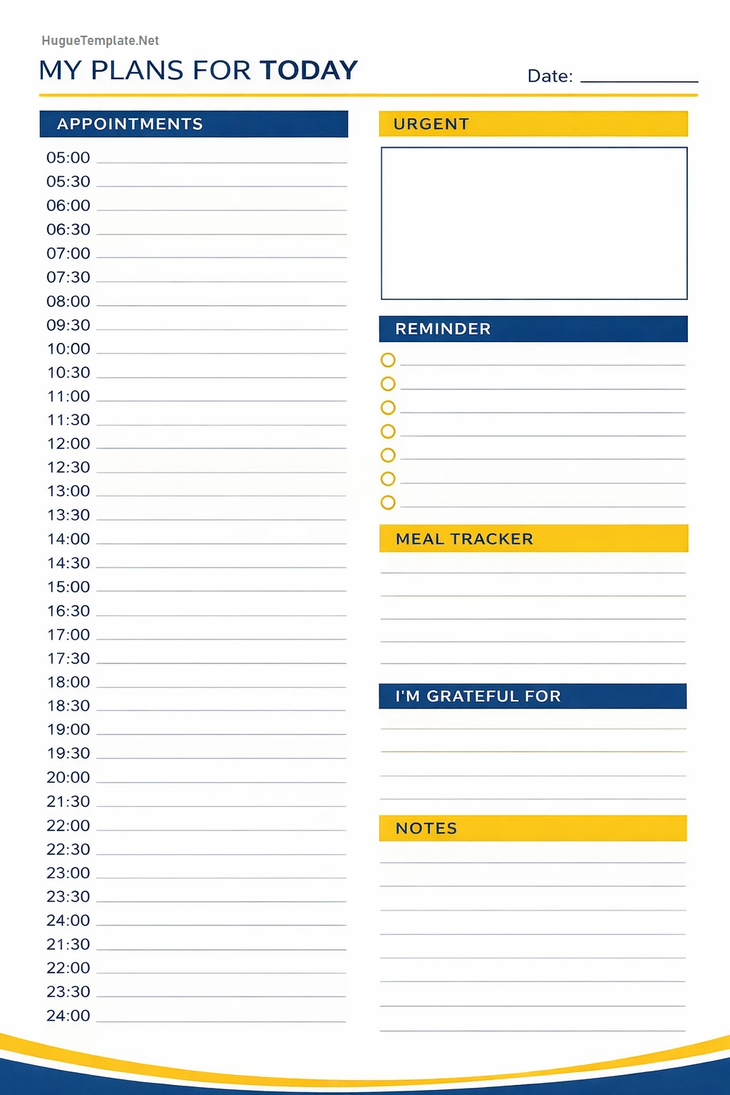 Simple Blank Day-to-day Planner Template