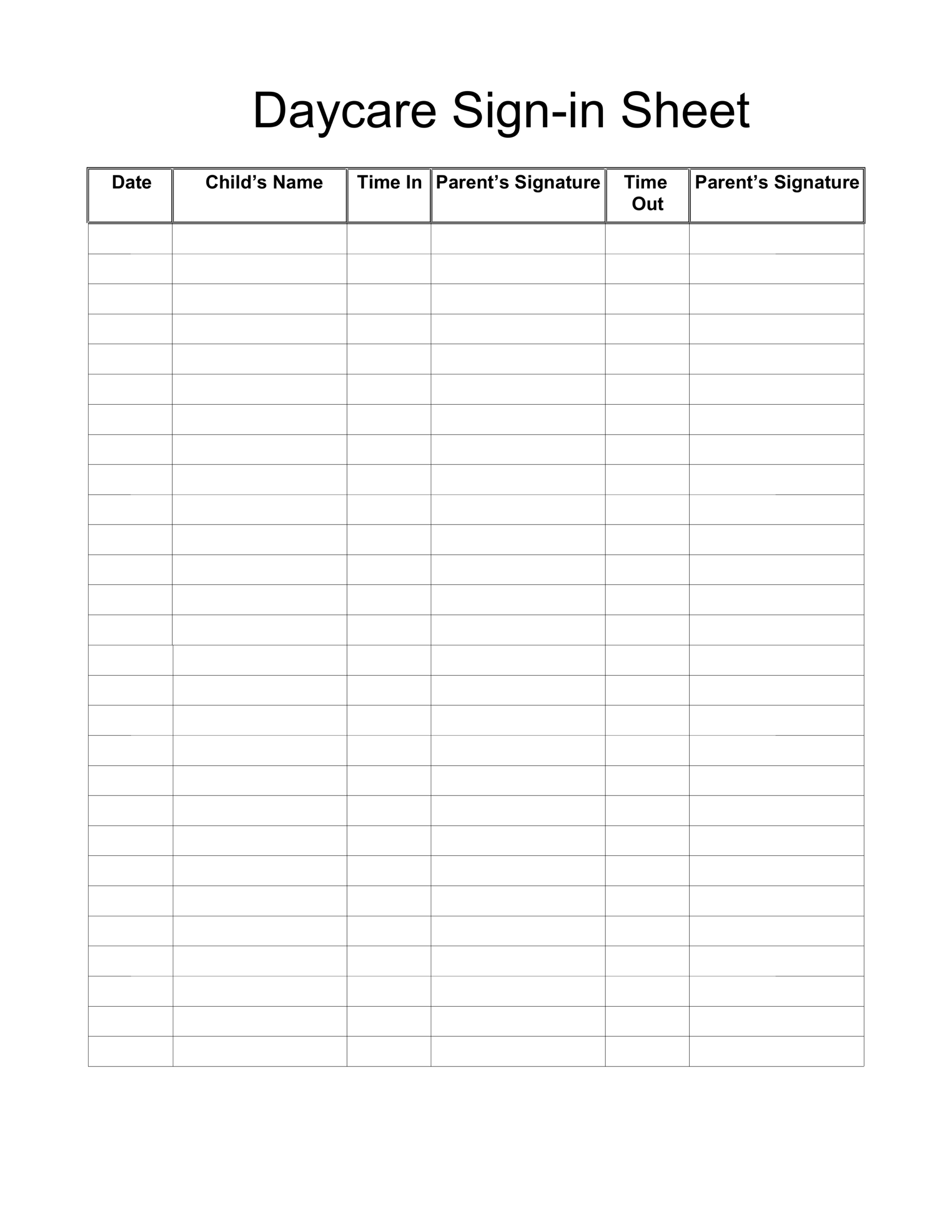 Daycare Schedule Template