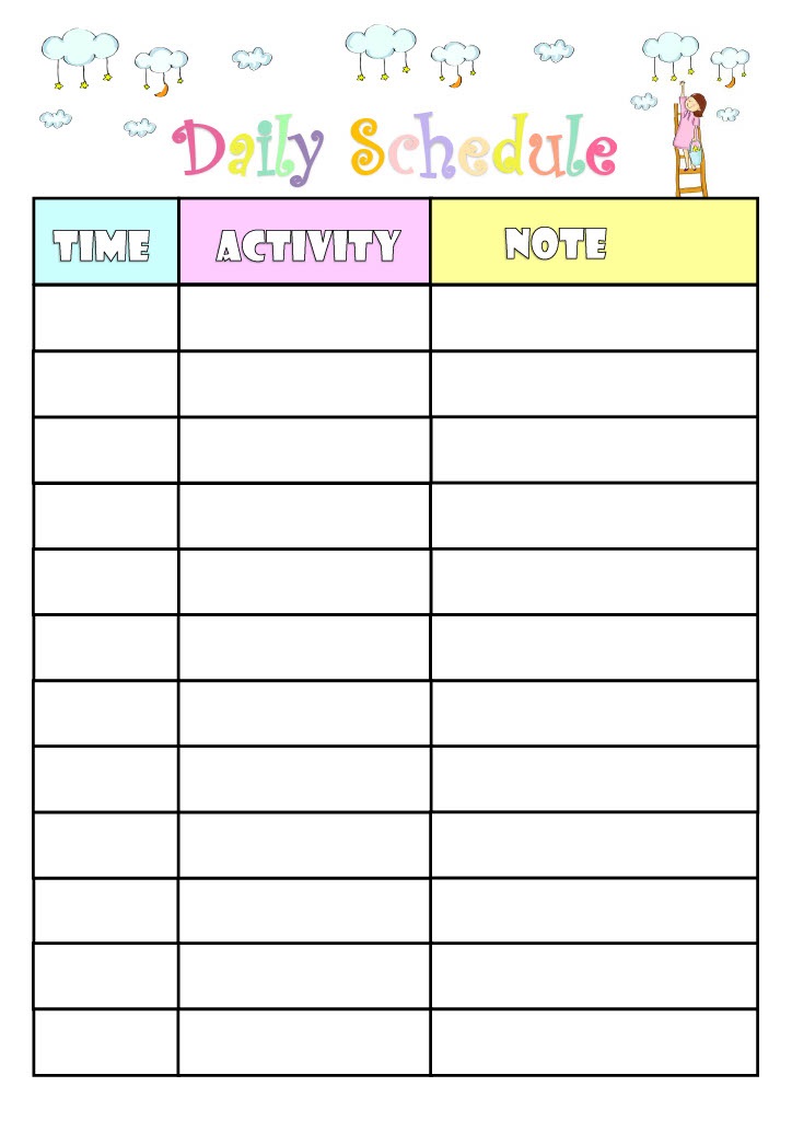Daycare Schedule Template
