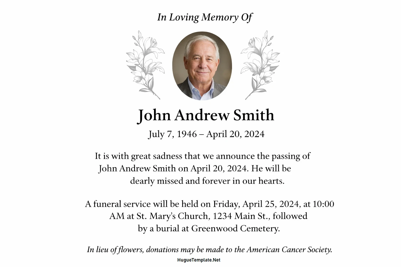 Death Announcement Template Death Announcement Template Word