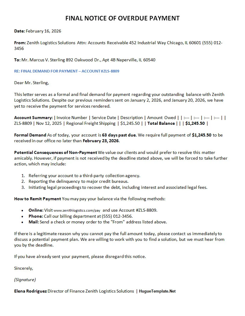 Debt Collection Letter Template Word