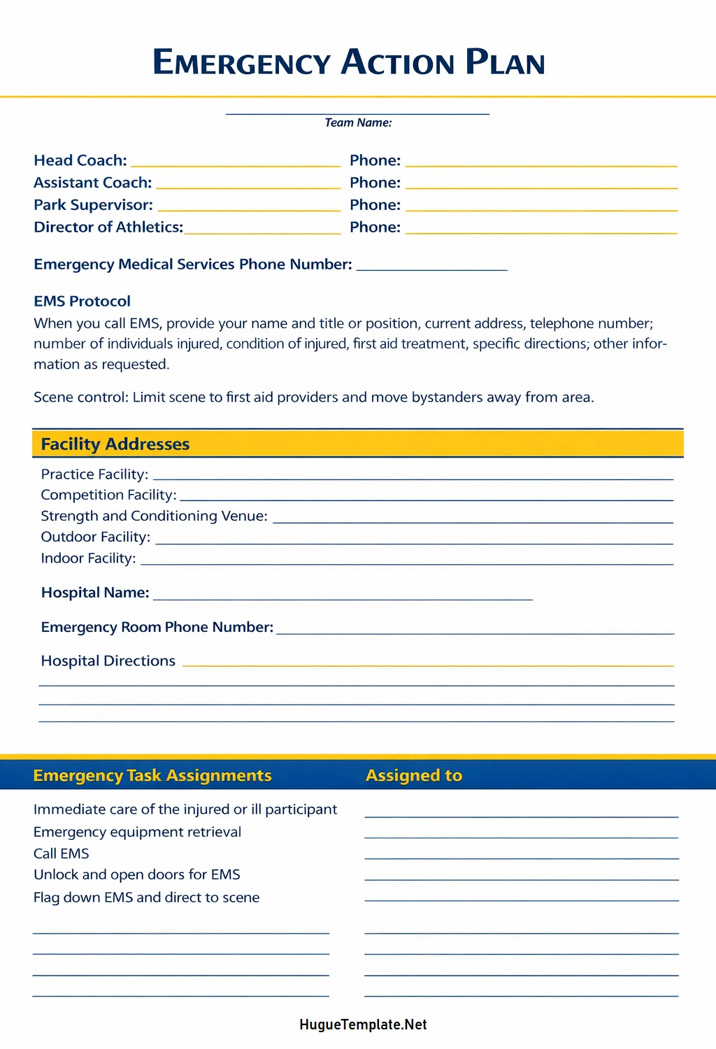 Printable Emergency Action Plan Template