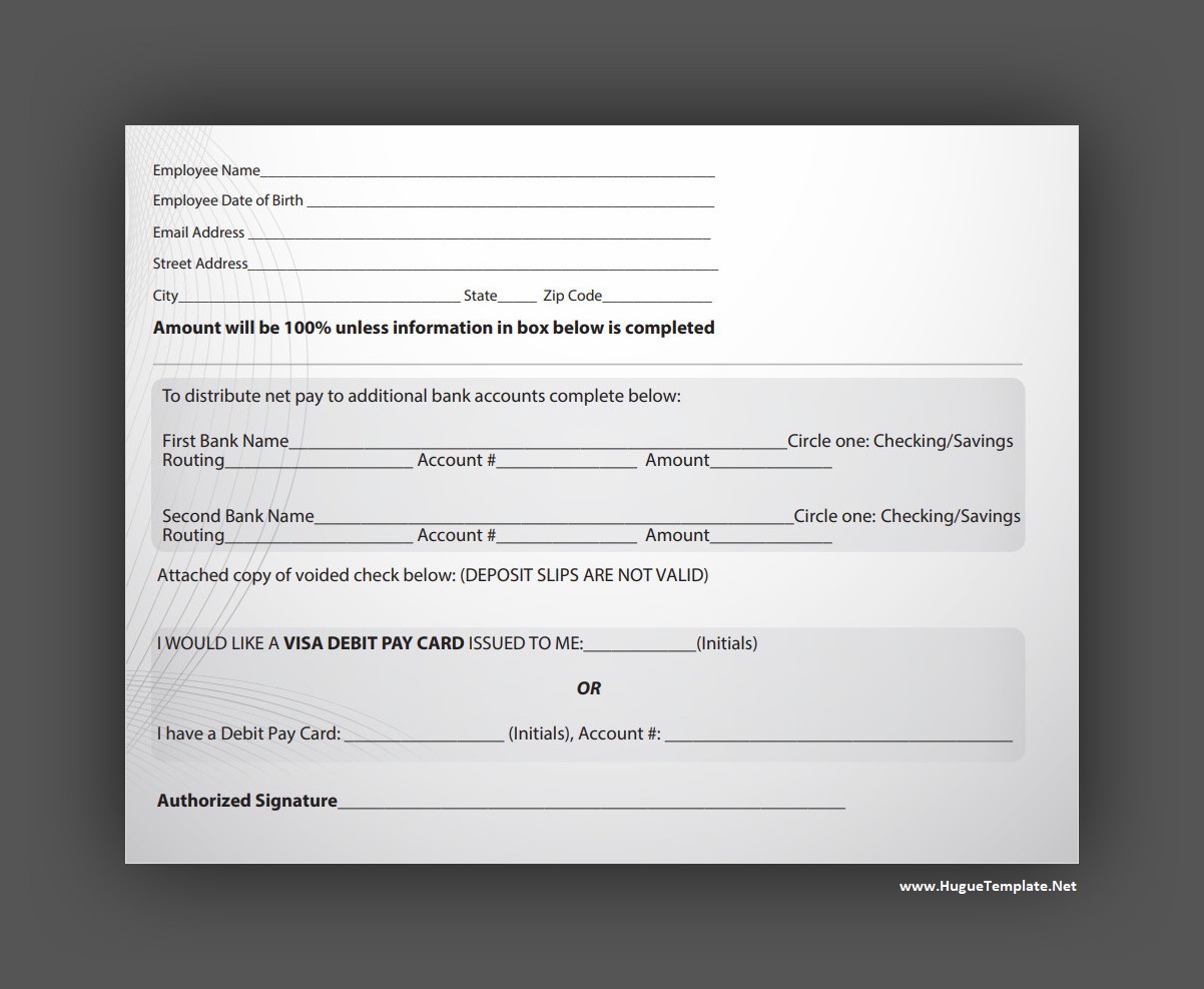 Employee Direct Deposit Form