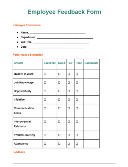 Employee Feedback Form