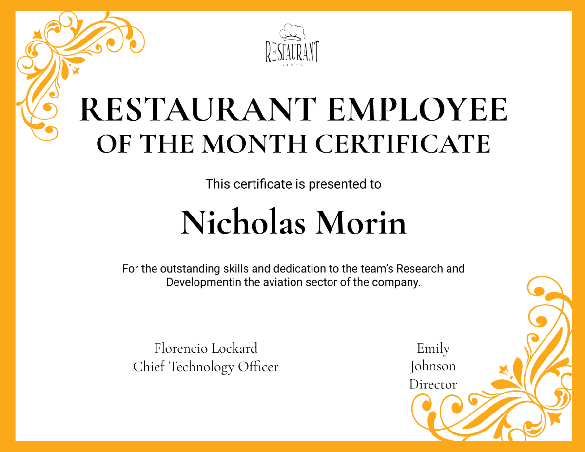 Employee Of The Month Certificate Template