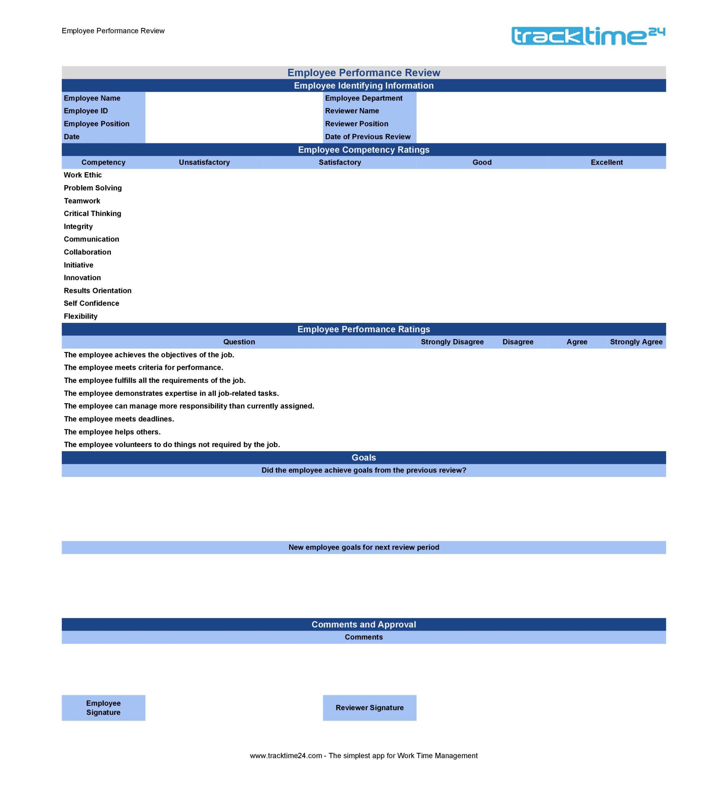 Employee Performance Review Template