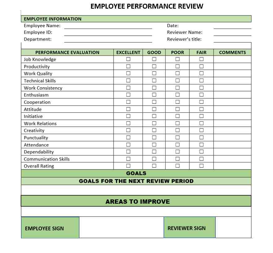 Employee Performance Review Template