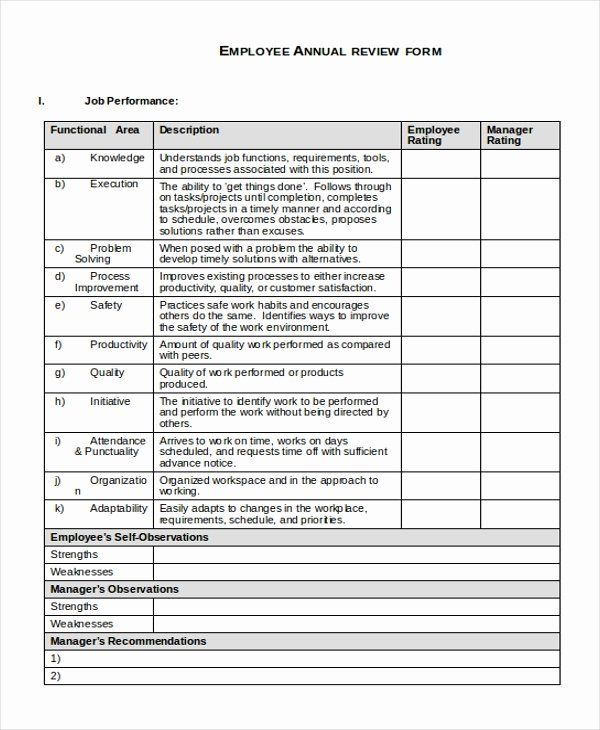 Employee Performance Review Template