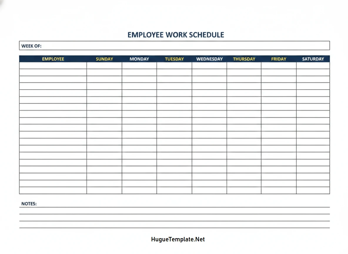 Simple Blank Employee Schedule Template