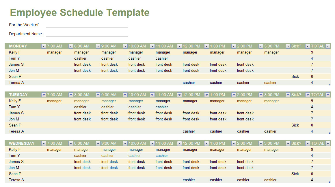 Employee Shift Schedule Template Employee Shift Schedule Template
