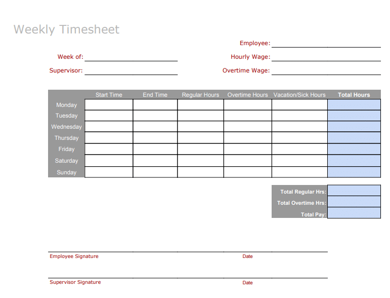 Employee Time Tracking Template