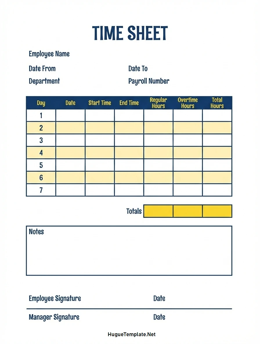 Simple Blank Employee Timesheet Template