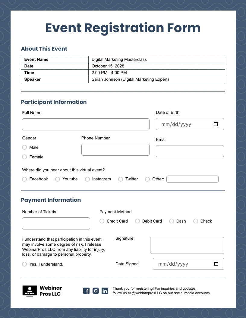 Event Registration Form Event Registration Form