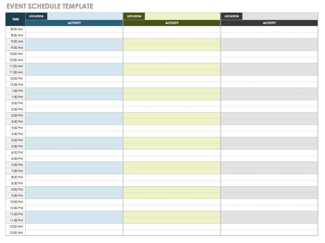 Event Schedule Template Example
