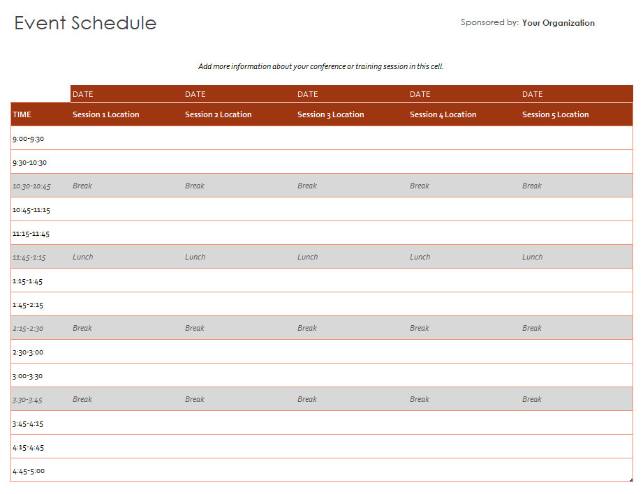 Event Schedule Template