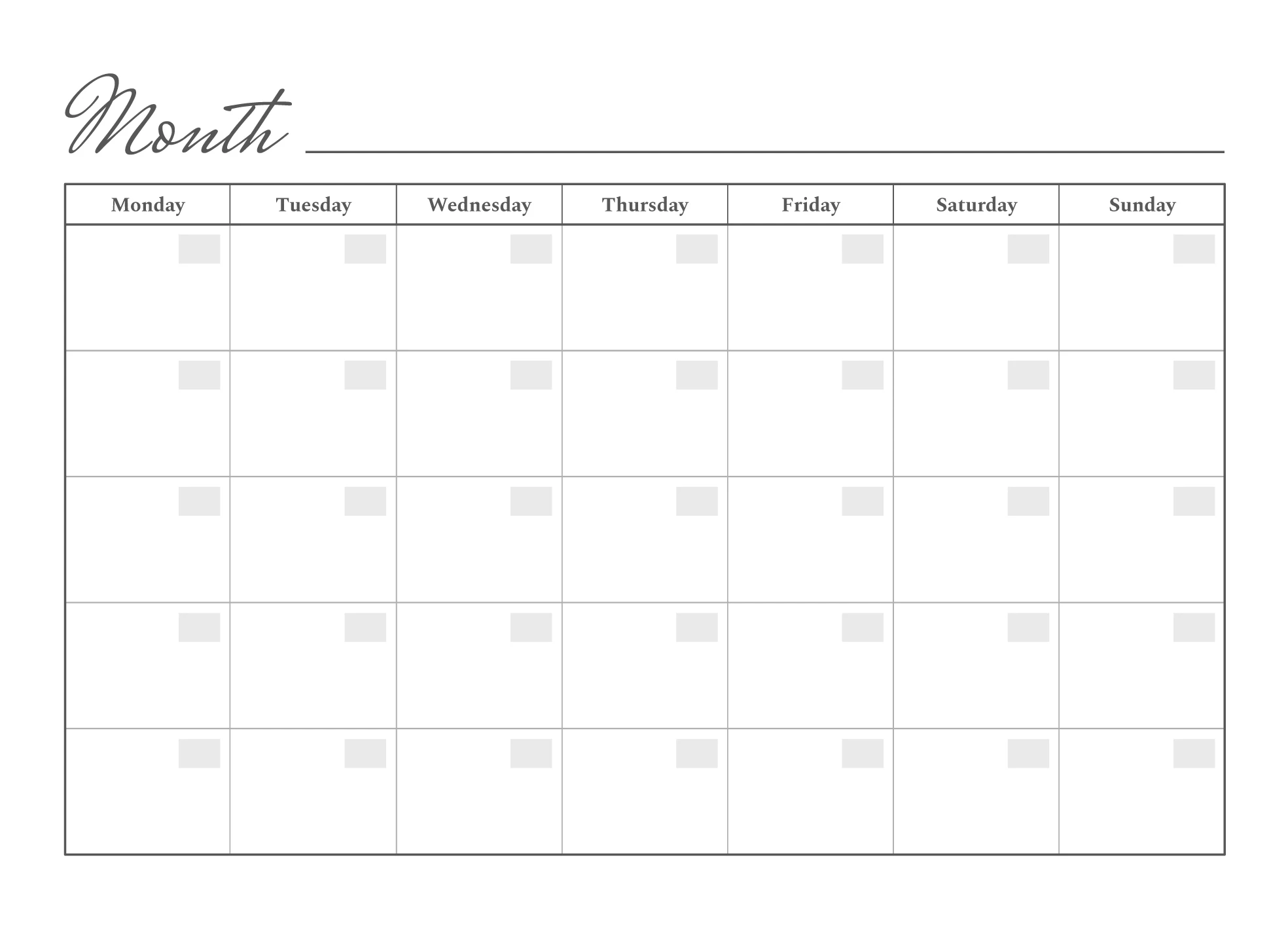 Example Blank Monthly Calendar Template Example Blank Monthly Calendar Template
