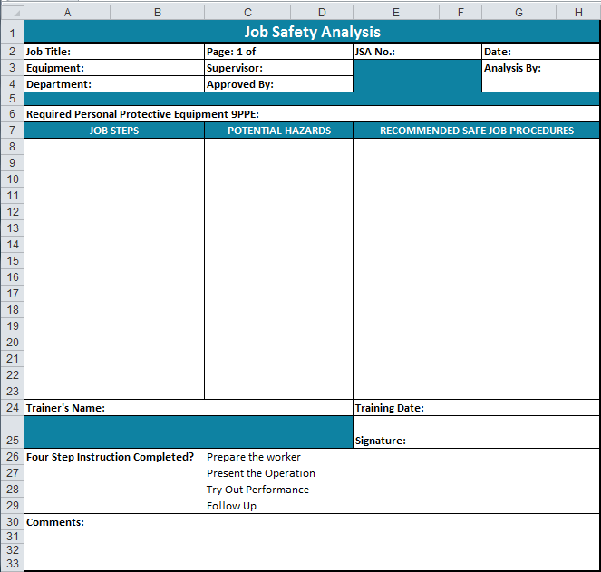 Example Job Safety Analysis Template Example Job Safety Analysis Template