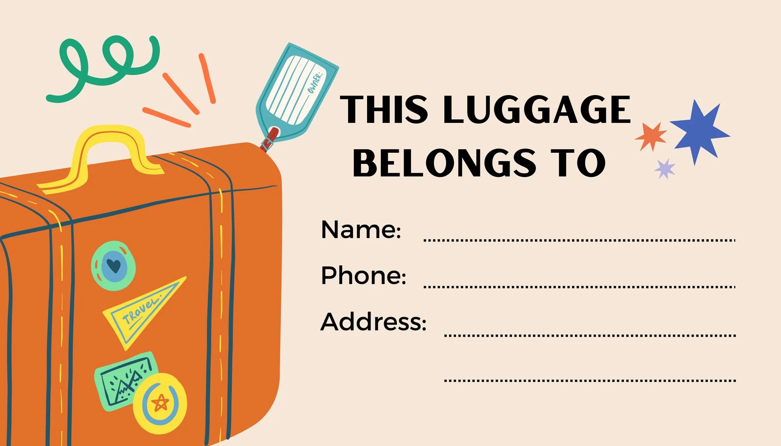 Example Luggage Tag Template Example Luggage Tag Template