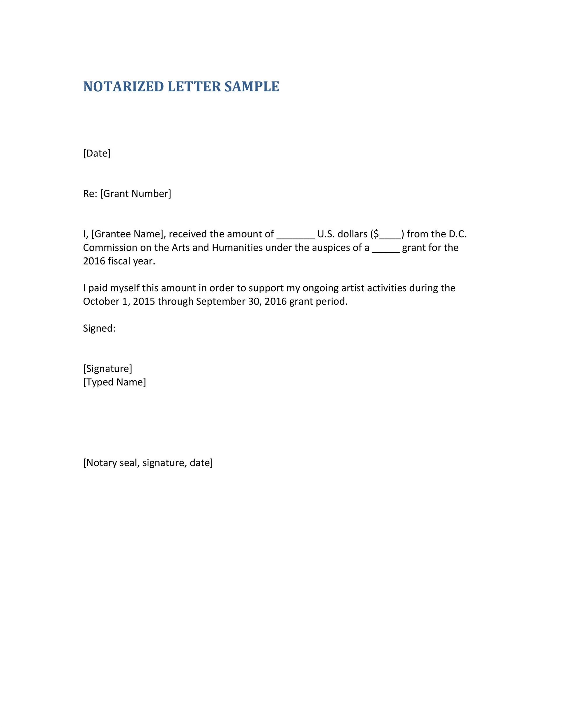 Example Notarized Letter Template Example Notarized Letter Template