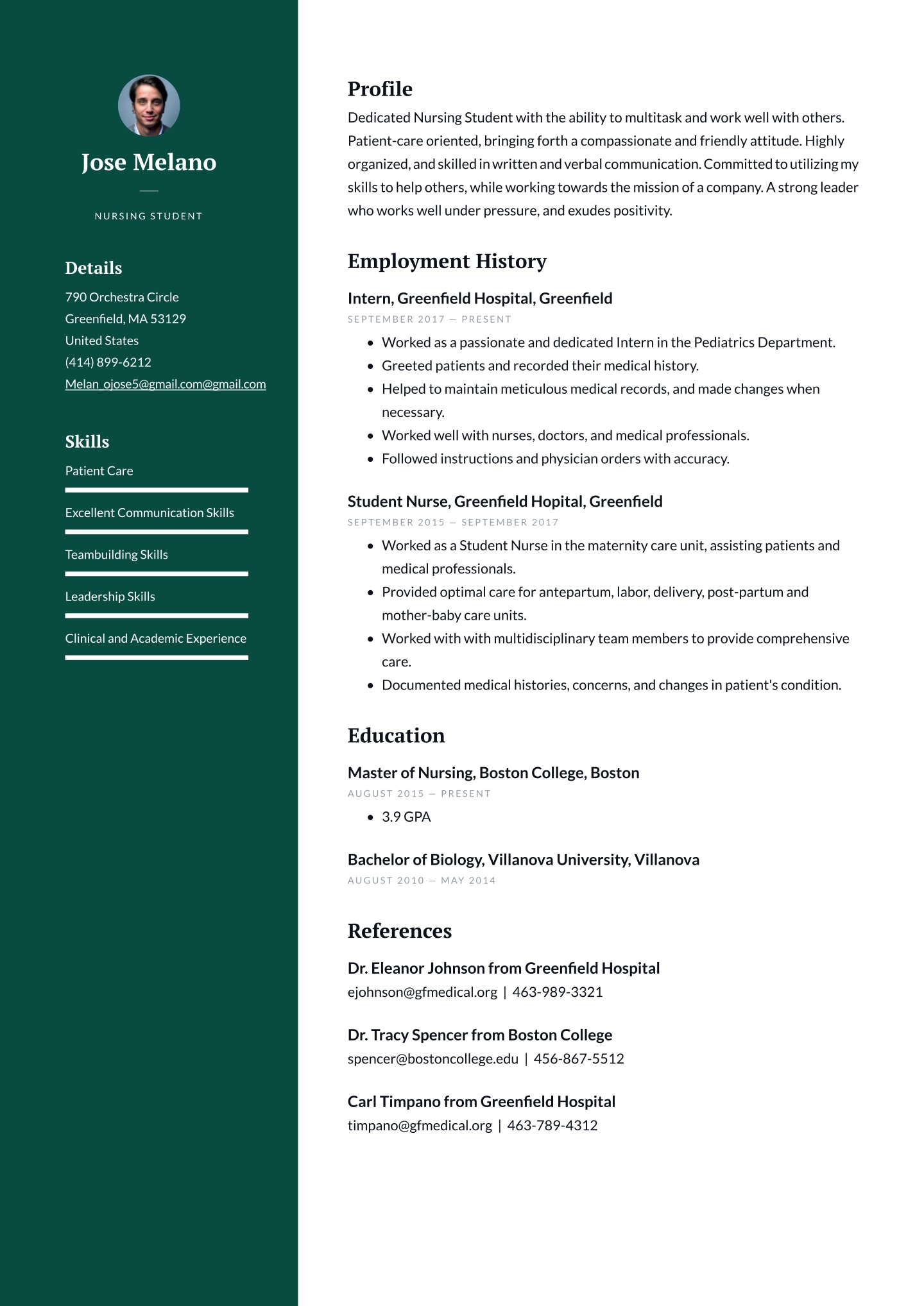 Example Nursing Student Resume Template Example Nursing Student Resume Template