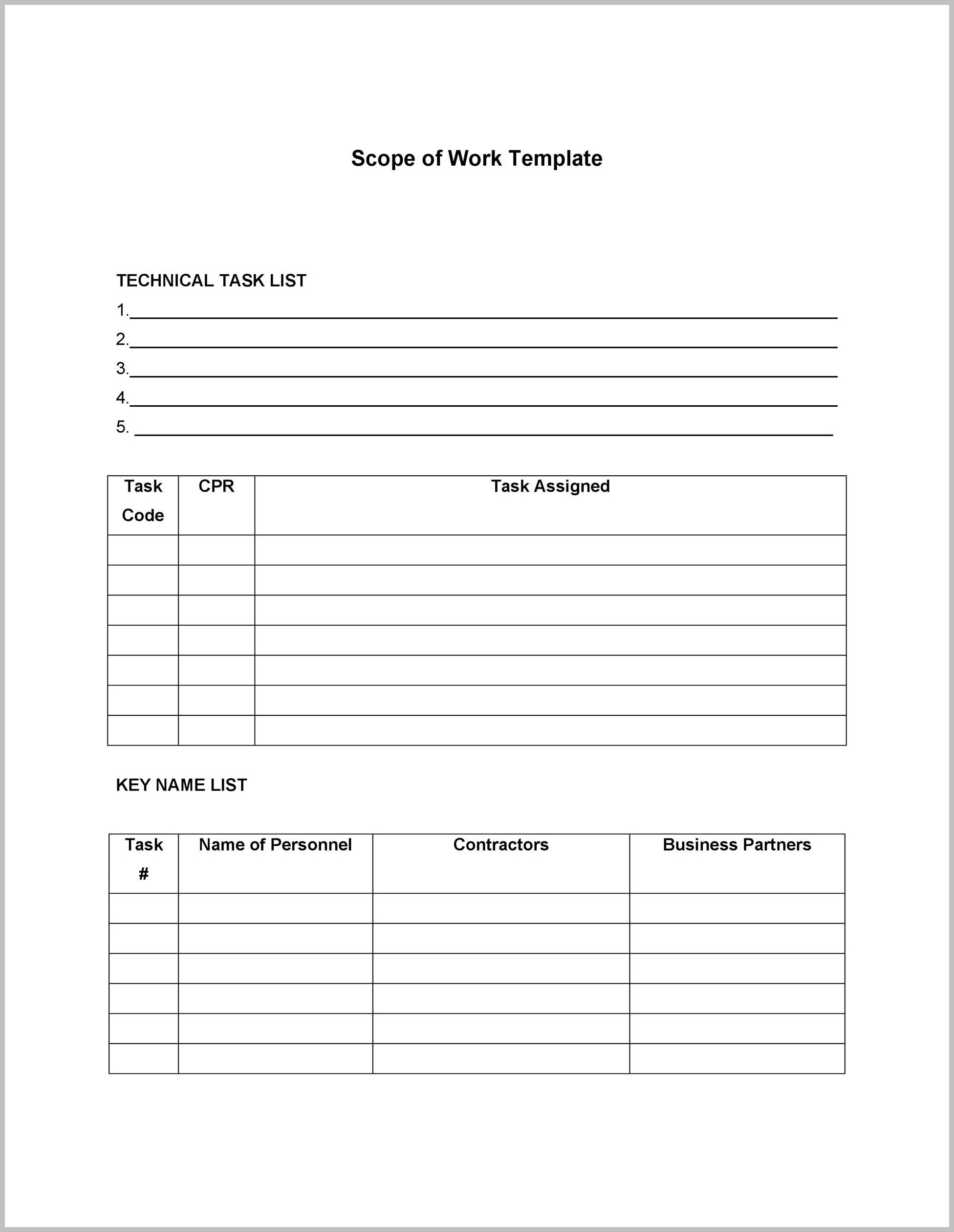 Example Scope of Work Template Example Scope of Work Template