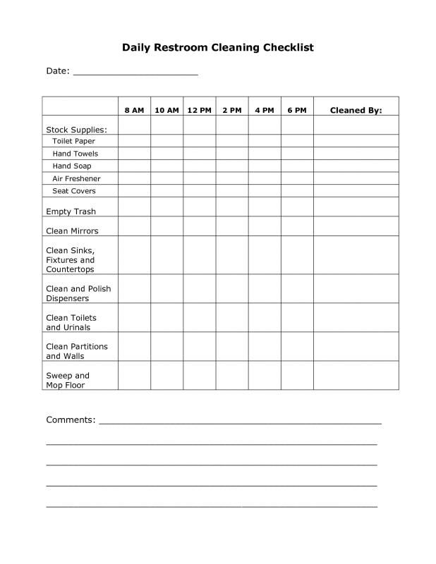 Example of Bathroom Cleaning Schedule Template