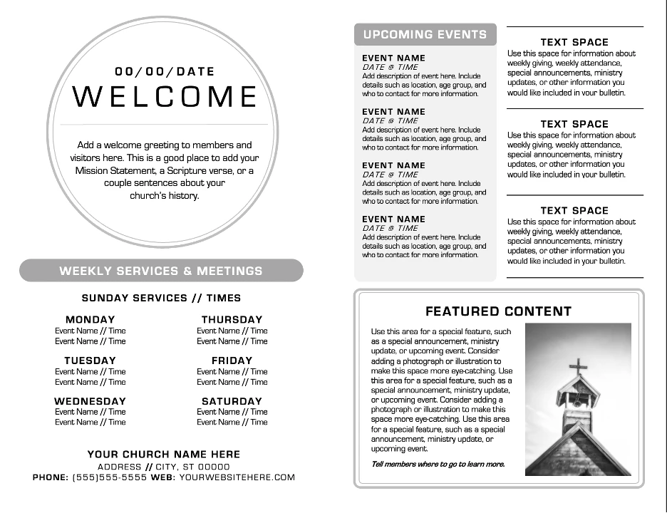 Example of Church Bulletin Template