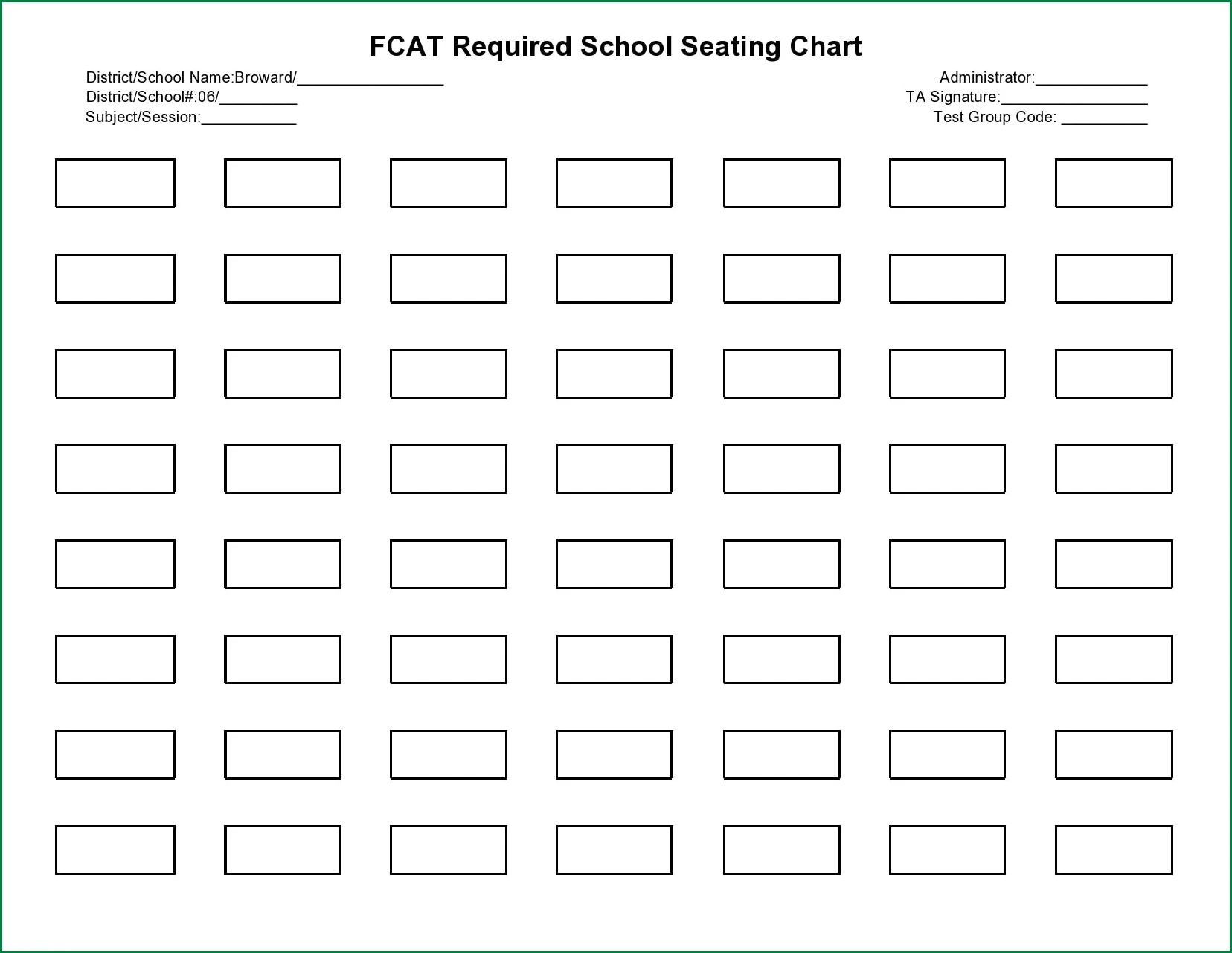 Example of Classroom Seating Chart Template