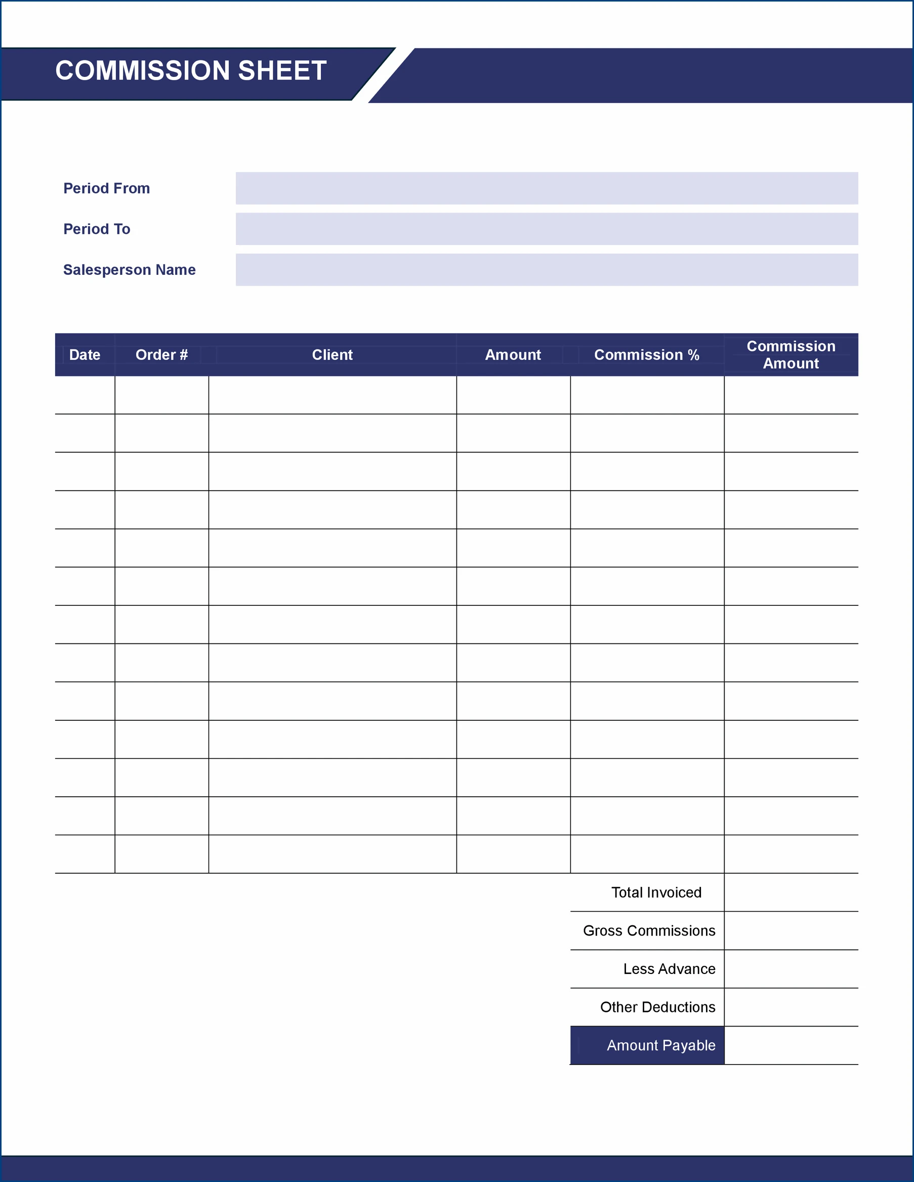 Example of Commission Sheet Template