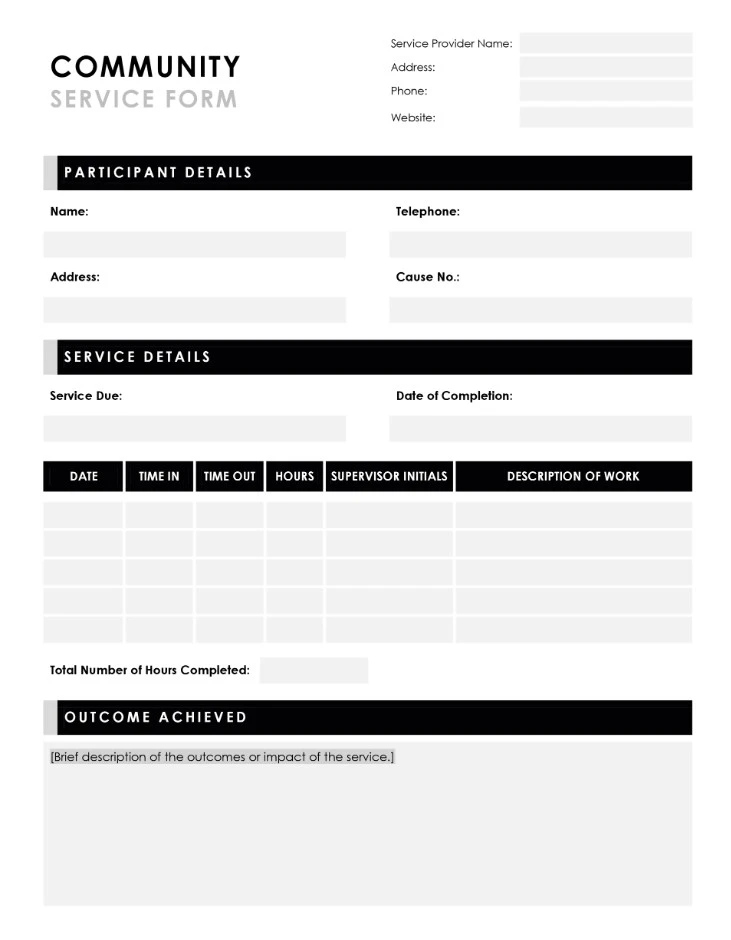 Example of Community Service Form